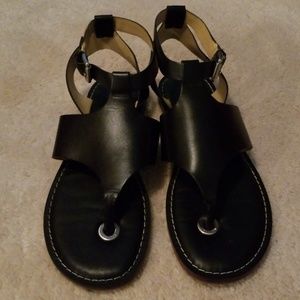 Black leather sandals